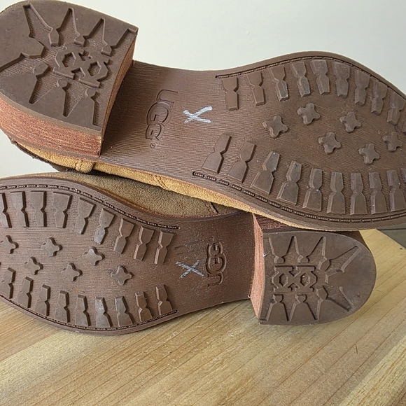 UGG Tan Suede Patsy Chestnut Buckle Ankle Booties- Womens SZ 6 - Picture 4 of 11